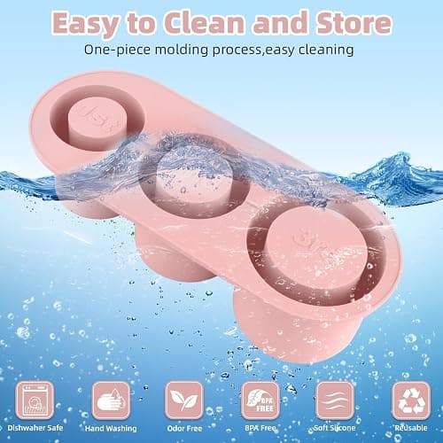 Tcamp Tumbler Ice Mold, Ice Cube Tray for 30 oz -40 oz Tumbler Cup, 3 Pcs Silicone Hollow Cylinder Ice Mold with Lid and Bin for Freezer, Ice Drink, Juice, Whiskey, Cocktail (Pink) thumbnail 7