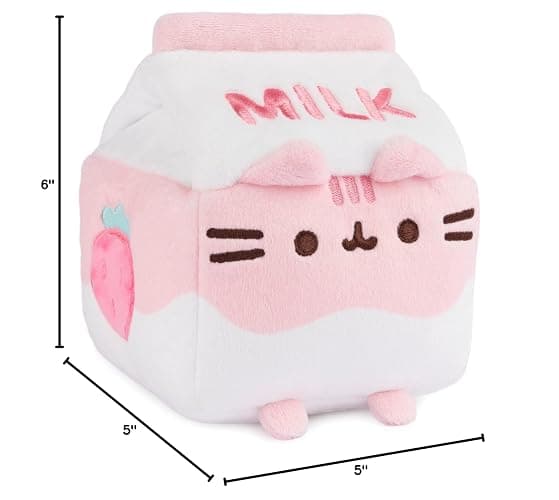 GUND Pusheen Strawberry Milk Plush Cat Stuffed Animal for Ages 8 and Up, Pink/White, 6” thumbnail 2