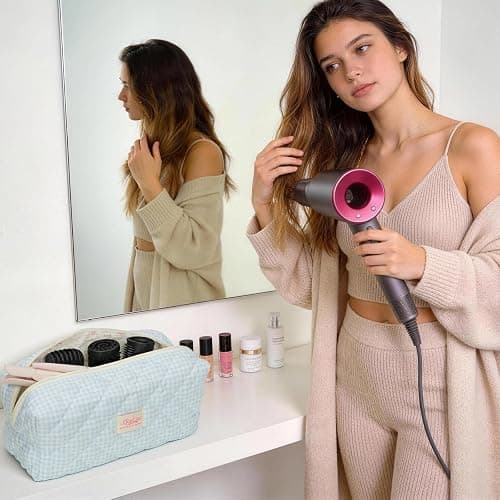 SDSFGX Hair Dryer Travel Bag Storage Pouch for Hair Styler Tools | Floral dustproof pouch for dyson airwrap shark flexstyle. Lightweight, portable,which is perfect for travel & home. thumbnail 2