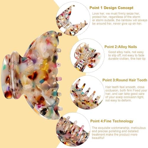 WILLBOND 6 Pieces Medium Hair Claw Clips for Thin Hair 2.6 Inch Tortoise Shell Clip Banana Jaw Hairpin French Style Barrettes Head Accessories for Women Girls(Stylish Patterns) thumbnail 3