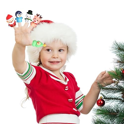 CCINEE 5 Pieces Christmas Finger Puppets Toys for Kids Elk Santa Claus Snowman Christmas Tree Character Party Favors Goodie Bag Fillers thumbnail 2