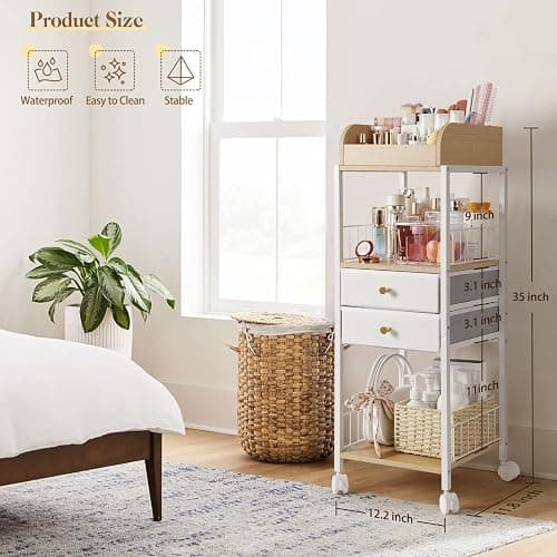 Makeup Organizer, Floor Skincare Organizers, Make Up Organizers and Storage with Drawers, Vanity Organizer Cosmetics Display Cases Holder for Skin Care Nail Polish Perfume Makeup brush Hair Tool thumbnail 3