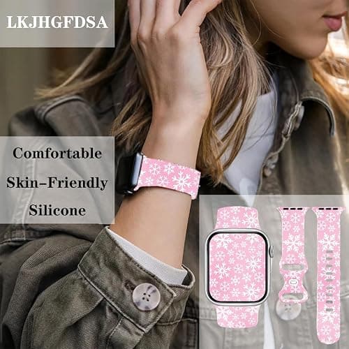 Christmas Watch Band Compatible with Apple Watch 38/40/41/42/44/45/49mm Silicone Adjustable Replacement for All Series thumbnail 2