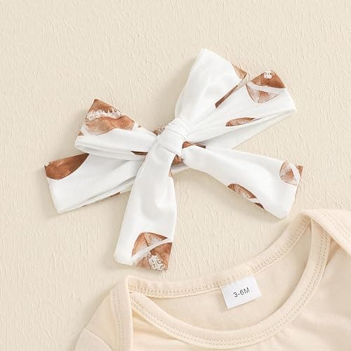 Vicaankue Newborn Baby Girl Football Outfit On Sundays We Watch Football with Daddy Romper and Bell Bottom Pants Headband Set thumbnail 4