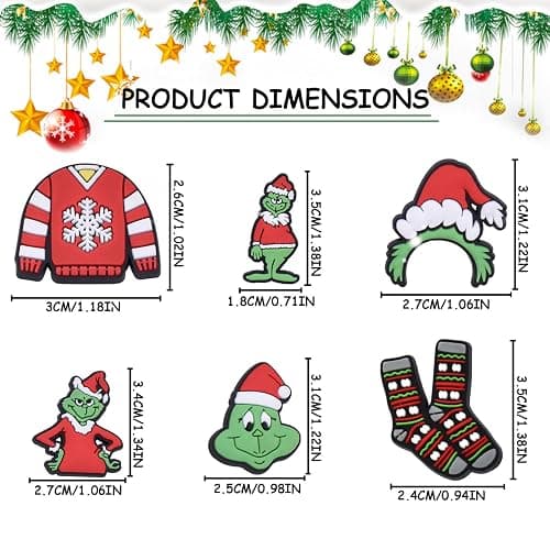 AWAVM 20pcs Multicoloured Christmas Theme Cartoon Anime Shoe Charms for Croc Clog Decoration thumbnail 2