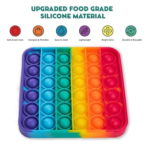 THE FIDGET GAME Popping Mats (4 Pack) - Sensory Toys for Kids with Autism, Stress or Anxiety - Rainbow Popper for Toddlers, Boys, Girls, & Adults thumbnail 3