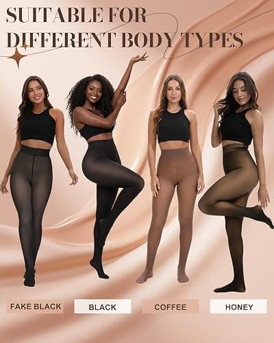3 PCS Fleece Lined Leggings Women Thermal Tights Translucent Pantyhose thumbnail 3