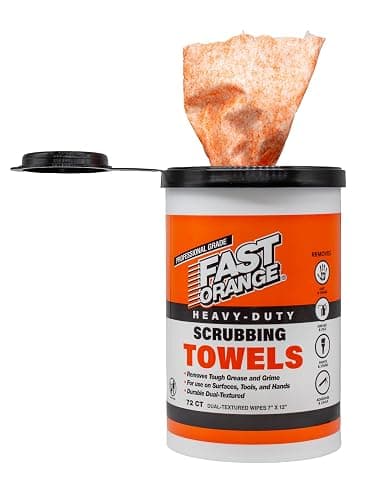 Fast Orange Heavy Duty Scrubbing Towels Removes Tough Grease, Grime, Paint, Resins, Glue and More, for Hands, Tools and Surfaces Without Sticky Residue, 72 ct thumbnail 5
