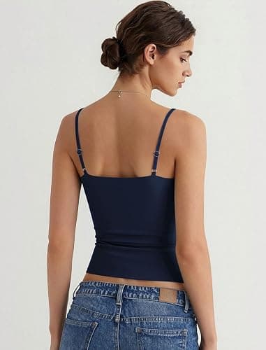 Avidlove Tank Tops for Women Square Neck Spaghetti Strap Double Lined Y2K Going Out Camisole Top thumbnail 6