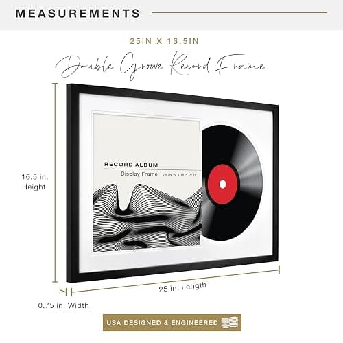 MCS Double Matte Record Album Frame, 16.5x25 Record Frame, Black for LP Vinyl Record & Jacket Display (1-Pack) thumbnail 2
