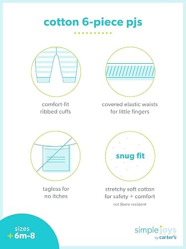 Simple Joys by Carter's girls 6-piece Snug Fit Cotton Pajama Set thumbnail 6