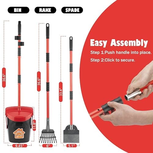 HUZSV Dog Pooper Scooper With Bag Attachment,Heavy Duty Metal Rake&Spade Swivel Bin,NonBreakable Poop Scoop for Small Large Dogs,Includes 100 Waste Bag Odorless Design Easy to Use on Grass,Dirt,Gravel thumbnail 7
