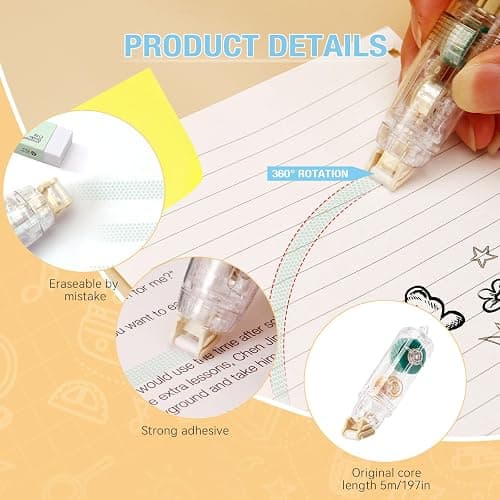 4 Pcs Double Sided Tape Roller with 8 Refills, Retractable Glue Tape Roller, Adhesive Tape Dispenser Runner for Scrapbooking and Crafts, Arts Projects,Gift Wrapping, Photo-Safe thumbnail 4
