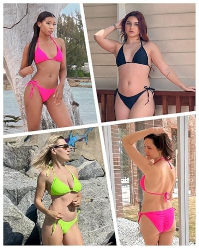 Holipick Two Piece Triangle Bikini Sets for Women String Bathing Suit Halter Top with Side Tie Bikini Bottom thumbnail 6