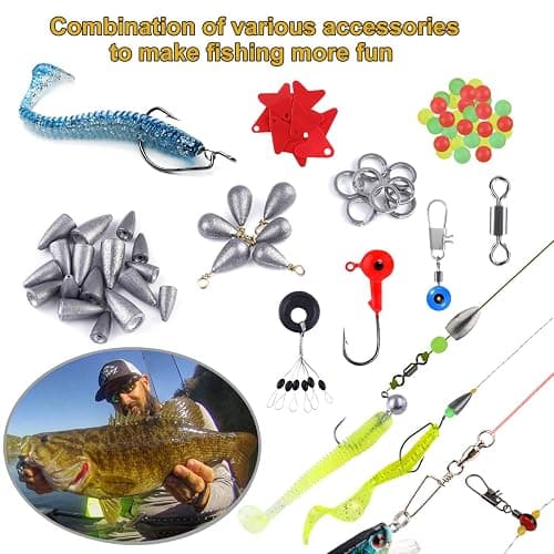 TOPFORT 187/343pcs Fishing Accessories Kit, Organized Fishing Tackle Box with Tackle Included, Fishing Hooks, Fishing Weights Sinkers, Fishing Gear and Equipment, Fishing Gift for Men thumbnail 4