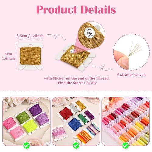 PAXCOO 985Pcs String Bracelet Making Kit, Friendship Bracelet String Kit with 110 Skeins Embroidery Floss Cross Stitch Thread, 830 Beads for Friendship Bracelet Making, 45Pcs Embroidery Tools thumbnail 6