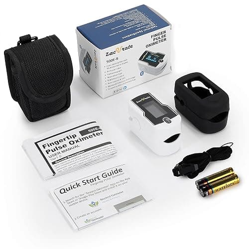 Zacurate 500E-B Wireless Bluetooth Fingertip Blood Pulse Oximeter Monitor with FREE App, SpO2, Heart Rate, Plethysmograph, and Perfusion Index Finger Oxygen Sensor Meter thumbnail 6