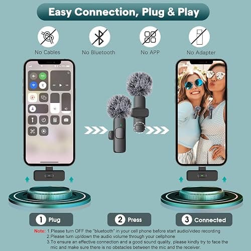 MAYBESTA Wireless Mini Microphone for iPhone, Android Phone - Bluetooth Lavalier Lapel Mic for Audio Video Recording - Clip on Content Creator Microphones for YouTube Tiktok Podcast Vlogging thumbnail 5