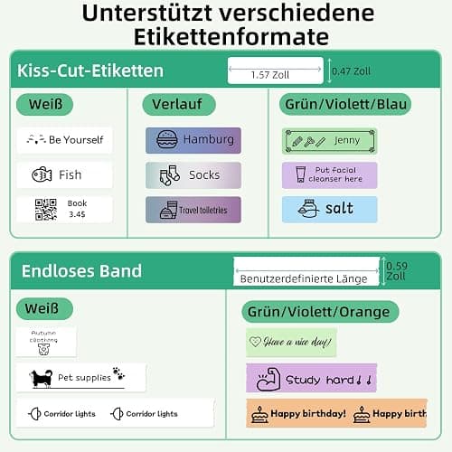 ORGSTA S001 Etikettendrucker Selbstklebend Etikettiergerät Bluetooth 2000 mAh Etikettiermaschinen Beschriftungsgerät Ettikettiergeraet Label Printer Sticker Maker Weihnachten thumbnail 6
