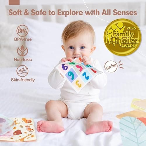 hahaland Baby Tissue Box Toy - 6 Month Old Montessori Baby Toys 6-12 Months | Sensory Pulling Play Scarf Soft Box, Crinkle Paper, Mirror, Tag for Babies Boy Girl Gifts Must Haves 1 Year Old Birthday Gift thumbnail 7
