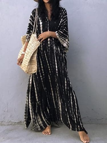 SMUDGE Life Kaftan Dresses for Women Plus Size Summer Beach Dress with Print and Swim Cover Ups thumbnail 4