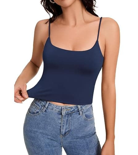 KVOJI 3 Pack Womens Crop Tank Tops Casual Basic Crop Tops Double Layer Spaghetti Strap Camisole Going Out Tops thumbnail 6