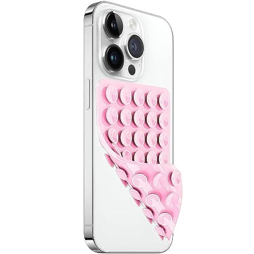 LvShuLiangPin Anteel Silicone Suction Cup Phone Case Mount Double Sided, Hands-Free Strong Grip Silicon Phone Holder for Selfies and Videos, Non Slip Phone Accessories (Light Pink) - Image 1