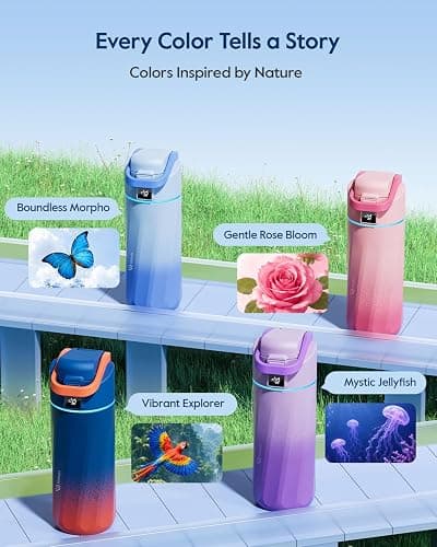 WATERH BOOST Kids Smart Water Bottle with Reminder & Tracker, 16oz | BPA-Free, Vacuum Insulated Stainless Steel, 24H Cold & 12H Hot, DIY Fridge Magnets, Rubber Base, Ideal for Travel & Camping thumbnail 9