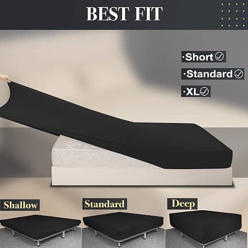 King Size Fitted Sheet Only - 4-Way Stretch Knit, Snug Fit, Wrinkle Free & Stay in Place, No More Slipping Off for Mattress, Soft & Comfortable - Black, King - Black - King/Short King/Cal King/Olympic Queen thumbnail 4