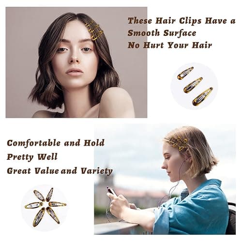 16pcs Snap Hair Clips, Classic Tortoise Hair Clip, Vintage Hairpin Accessories for Women Girls, Metal Barrettes Various Size and Style Combinations Suitable for All Hair Types thumbnail 3