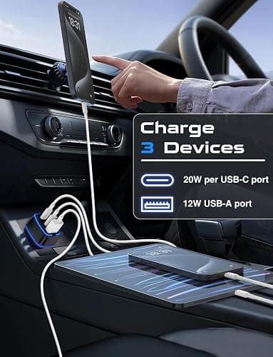 USB C Car Charger, 3 Port PD Super Mini Cigarette Lighter Adapter, 2Pack USB-C & A Fast Car Charging for iPhone 16/15 Pro Max, Galaxy S25/S24, iPad, Pixel, Android Phones,Travel Essentials for Men thumbnail 5