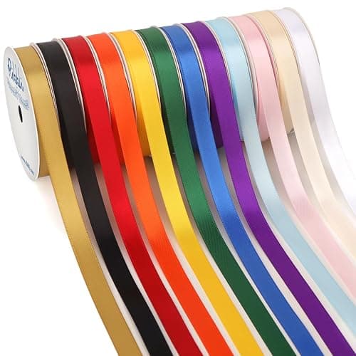 Ribbli Rainbow Satin Ribbon 3/8 Inch x 12 Rolls Total 60 Yards- Colorful Ribbon for Gift Wrapping Craft Party Decoration Baby Shower Wedding - Image 1