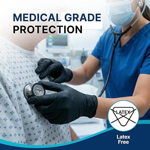 Schneider Nitrile Exam Gloves, 4 Mil Black Gloves Disposable Latex Free Powder Free, Food Safe for Cooking, Food Prep, Clean thumbnail 2