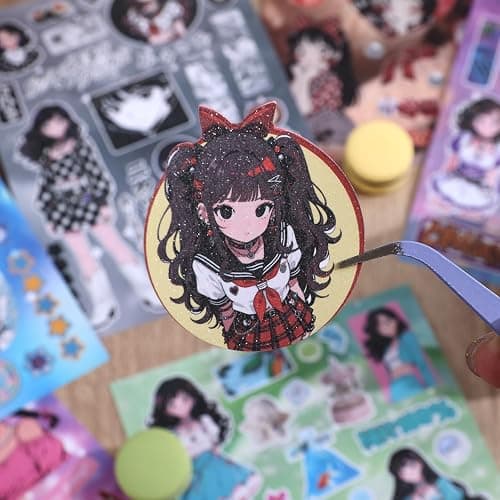 Girl's Japanese Retro Sticker Book, Anime Showa Girl Theme - 650+ Cute Old Showa Style Comics Stickers, for DIY Scrapbooking Journaling Handbook Decoration thumbnail 7