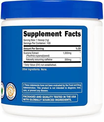 Nutricost Guarana Extract Powder 100 Grams - Natural Brazilian Herbal Caffeine/Energizer Supplement thumbnail 5