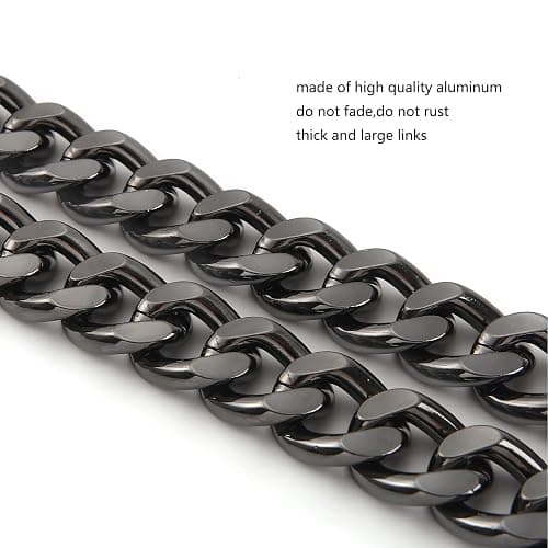 Yichain 42''Substantial Big Metal Cross-Body Chain Purse Strap Replacement for Mini Wallet,Waist Pack,Chest Bag - Black Grey - Large thumbnail 2