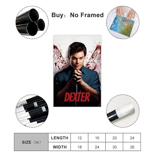 XINSHUDA Dexter TV Series Poster School Classroom Dormitory Birthday Gift 6 Canvas Poster Wall Art Decor Print Picture Paintings for Living Room Bedroom Decoration Unframe:12x18inch(30x45cm) thumbnail 2