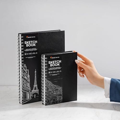 Zenacolor Sketchbook A5, Cuaderno de Dibujo 50 hojas/100 páginas, 200 g/m² de papel muy grueso - Bloc de Dibujo con Tapa Dura y espiral para Niños, Profesionales, Dibujar y Hacer Bocetos | Tapa dura · Encuadernación en espiral · Bloc de bocetos · Sin impresión · Páginas separables · Lápiz · Carbón · Pastel thumbnail 8