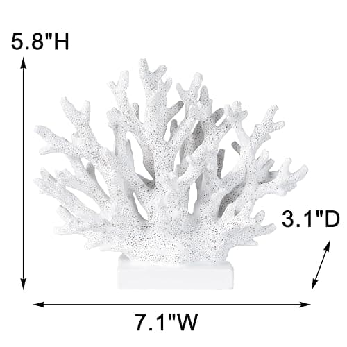 Elegondrar 5.8" H White Coral Decor, Resin Coral Statue, Nautical Decorations for Home, Bedroom, Bathroom, Living Room, Beach/Coastal/Ocean Themed Cabinet Shelf Tabletop Decor thumbnail 2