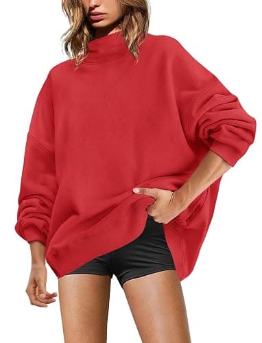 Yanekop Womens Mock Turtleneck Sweatshirt Oversized Turtle Necks Tops Casual Long Sleeve Pullover Sweatshirts Outfits thumbnail 2