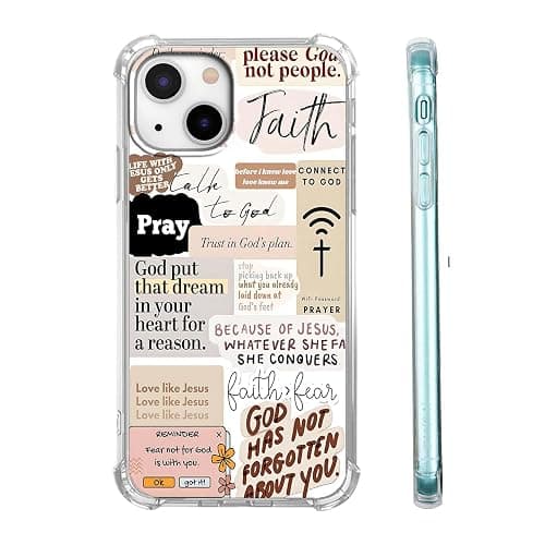 mehidpur Christian Quotes Aesthetic Vintage Jesus Bible Verse Collage Pattern,Soft TPU Bumper Case for iPhone 13,#4 - Image 1