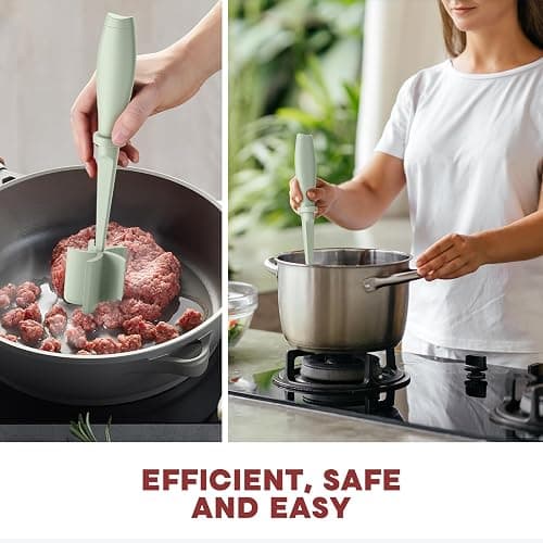 Meat Chopper, Hamburger Grinder, Premium Heat Resistant Smasher for Ground Beef, Burger Grinder Nylon Potato Mix Tool-Green thumbnail 7
