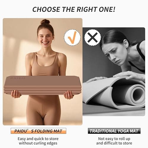 PAIDU Foldable Fitness Yoga Mat | 2/5" (10MM) Extra Thick | SGS Certified Non-Slip TPE | 75x26" Extra Long-Wide | Portable & Easy Store | for Yoga, Pilates, Home Gym & Full-Body Workouts thumbnail 6