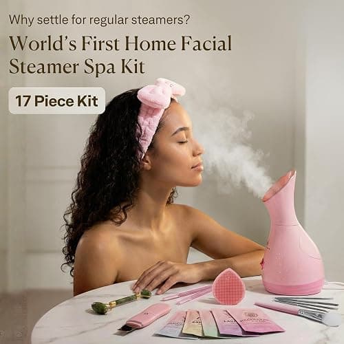 Facial Steamer Spa Kit with Complimentary 17 Skin Care Tools | Face Steamer for Facial Deep Cleaning with Towel Warmer & Humidifier Mode| Self Care Gifts for Women, Spa Gifts, Birthday Gifts for Women | 17 Skincare Tools with Towel Warmer & Humidifier Mode, Best Self Care & Spa Gifts, Birthday Gifts for Women thumbnail 2