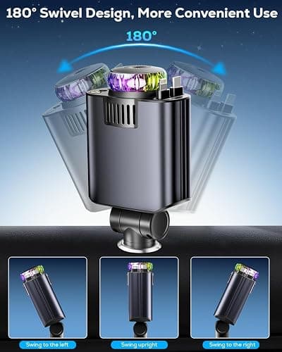 Retractable Car Charger with Air Freshener Diffuser & Star Lights,Multi Port Cigarette Lighter Adapter for iPhone Car Phone Charger USB-C/Type-C Fast Charging with 2 Retractable Cable,Car aromatherapy thumbnail 8
