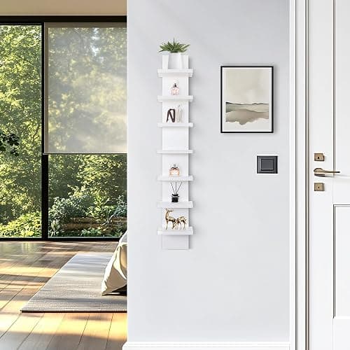 Homaterial 7 Tier Vertical Wall Shelf for Wall Decor & Makeup Vanity - White Narrow Cute Display Storage Shelf for Small Spaces, Decorative Vanity Shelf Room Decor thumbnail 2