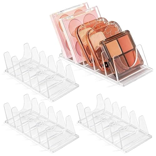 LOURCQVO Makeup Organizer, Slanted Eyeshadow Palette Organizers with 5 Slot Display Cases, Cosmetic Make Up Storage Holder Fit Cd, Vanity, Drawer, Counter, 4 Pack - Image 1