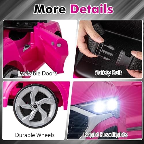 Licensed Audi SQ8 Ride on Car by INFANS, Battery Powered Electric Vehicle for with Remote Control, Adjustable Music, LED Lights, Suspension, Driving Toy Gift for Kids Toddler Age 3+ (Pink) thumbnail 8