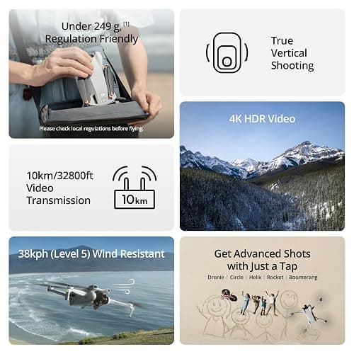 DJI Mini 3, Drones with Camera for Adults 4K, 38-min Flight Time, up to 32800ft (10km) Video Transmission, True Vertical Shooting, GPS Auto Return Integrated, Mini Drone with Camera for Beginners thumbnail 2