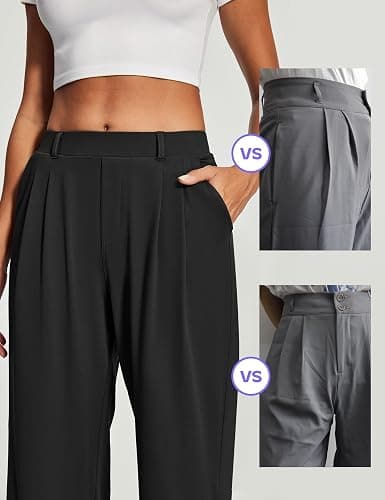 Heathyoga Womens Dress Pants Pull On Wide Leg Stretchy Work Pants Women Business Casual Outfits Slacks for Women Trousers thumbnail 4